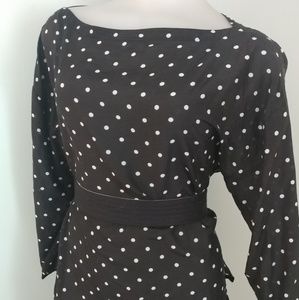 Ann Taylor LOFT boatneck polka dot silk size LP